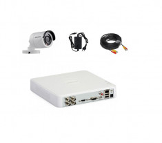 Kit 1 camera supraveghere Turbo HD 1MP, Exterior + DVR limba romana si soft telefon mobil + Sursa + Cablu mufat 20m foto