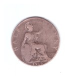 Moneda Anglia 1/2 / half penny 1919, stare relativ buna, curata