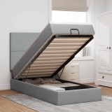 VidaXL Cadru de pat otoman cu saltea țesătură gri deschis 90x190cm 3313885