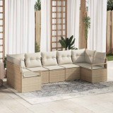 vidaXL Set de canapea de grădină de 7 piese cu perne, bej, din rattan