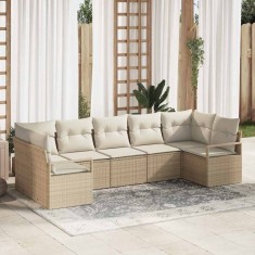 vidaXL Set de canapele pentru grădină 7 pcs Bej Rattan poli 3346531
