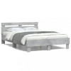 Gossi cadru de pat cu tablie si led, gri beton, 135x190 cm
