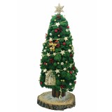 Aranjament de Craciun Brad din licheni naturali stabilizati si decoratiuni de sezon, Eventissimi, Verde, 48 cm, personalizabil