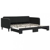 Cumpara ieftin Pat de zi cu extensie, negru, 100x200 cm, catifea