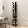 Biblioteca Gossi, Lemn Masiv Pin, 5 Rafturi, 40x30x175 cm, Maro/Gri/Negru/Alb, Living/Birou