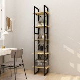 Bibliotecă cu 5 rafturi, 40x30x175 cm, lemn masiv de pin