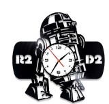 Ceas de Perete Decorativ &ldquo;Star Wars &ndash; R2-D2 Edition&rdquo;, din Disc Vinil Reciclat, Negru, Mecanism Silențios (Sweep),