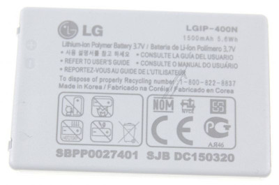 LGIP-400N 3,7V,1500MAH,1CELL,PRISMATIC ACUMULATOR GSM LG SBPP0027401 LG foto