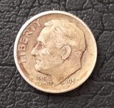 moneda argint : dime, SUA, 1958 ( D ) _ 10 cents _ AG 0.900