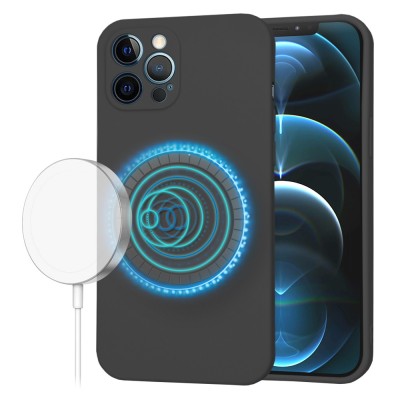 Husa silicon iPhone 12 Pro Max Techsuit SoftFlex MagSafe, negru foto
