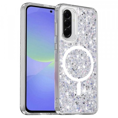 Husa MagSafe pentru Samsung Galaxy A56 A566 / A36 A366, Techsuit, Sparkly Glitter, Alba foto