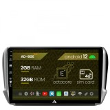 Navigatie Peugeot 208 2008 (2012+), Android 12, E-Octacore 2GB RAM + 32GB ROM, 10.1 Inch - AD-BGE10002+AD-BGRKIT258