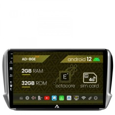 Navigatie Peugeot 208 2008 (2012+), Android 12, E-Octacore 2GB RAM + 32GB ROM, 10.1 Inch - AD-BGE10002+AD-BGRKIT258