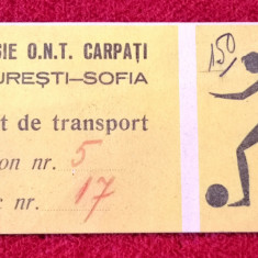 Tichet de transport (vechi) fotbal la meciul BULGARIA-ROMANIA (Sofia 31.05.1964)