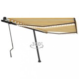 VidaXL Copertină retractabilă manual cu LED, galben &amp; alb, 400x300 cm