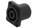 4 Pole Black Airtight D Flange Solder Thru-Hole