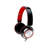 CASTI Spacer, cu fir, standard, utilizare multimedia, microfon pe fir, pliabile, banda ajustabila, conectare prin Jack 3.5 mm x 2, rosu&amp;amp;negru, &quot;SP