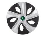 Cumpara ieftin Set 4 Capace Roti Luna Gri-Negru R16, pentru Skoda Nou Verde, Autohelix MSA
