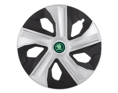 Set 4 Capace Roti Luna Gri-Negru R16, pentru Skoda Nou Verde foto