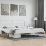 VidaXL Cadru de pat metalic cu tăblie, alb, 193x203 cm