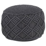 VidaXL Taburet puf macrame lucrat manual, antracit, 45x30 cm, bumbac