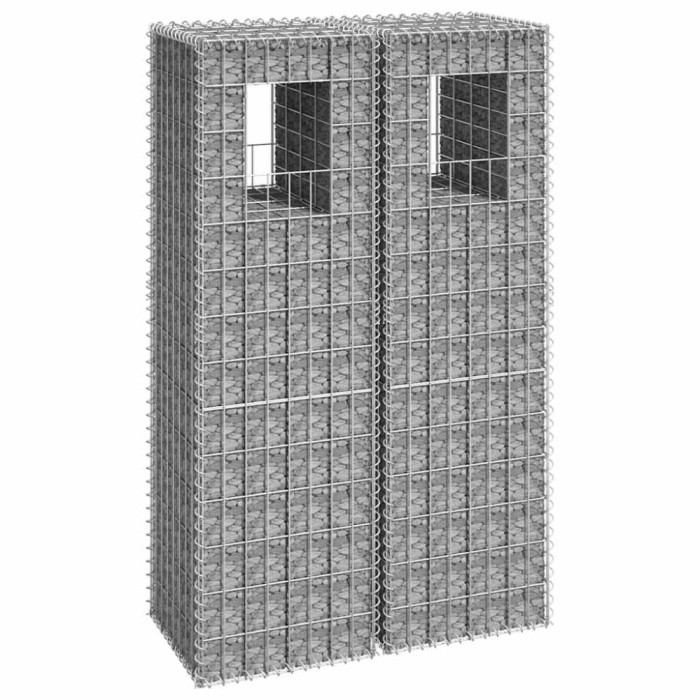 vidaXL St&acirc;lpi tip coș gabion, 2 buc., 40x40x140 cm, fier