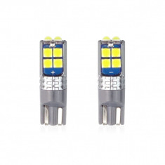 Set becuri auto cu LED CANBUS T10 W5W 10 SMD Alb 12/24V AM02447.