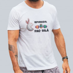Tricou personalizat barbat "IEPURASUL PAC RILA", Alb, Marime XL