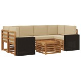 vidaXL Set de canapele de exterior cu pernă 7 pcs Natural și Bej 3384094
