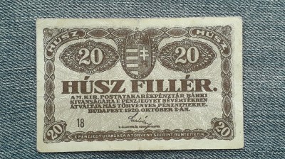 20 Filler 1920 Ungaria / seria 18 foto