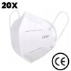 Set 20 buc Masca de protectie KN95 cu 5 straturi CE0598, FFP2, certificate CE, Alb, Oem