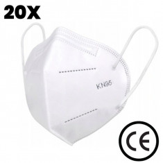 Set 20 buc Masca de protectie KN95 cu 5 straturi CE0598, FFP2, certificate CE, Alb