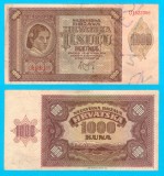 Croatia (pick 4) 1000 Kuna 1941 XF; Emisă de Statul Ustaș