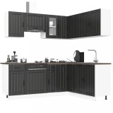 Cumpara ieftin Set dulap de bucătărie 11 piese &bdquo;Kalmar&rdquo; lemn negru prelucrat