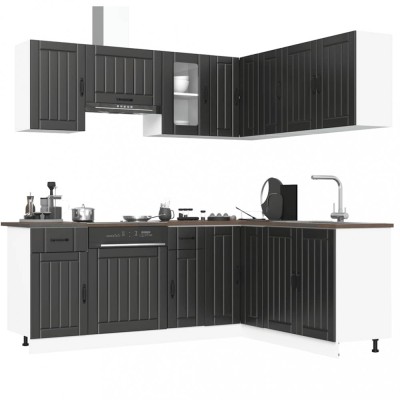 Set dulap de bucătărie 11 piese &amp;bdquo;Kalmar&amp;rdquo; lemn negru prelucrat foto