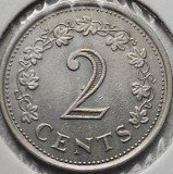 Moneda 2 cents 1972 Malta, km#9, Europa
