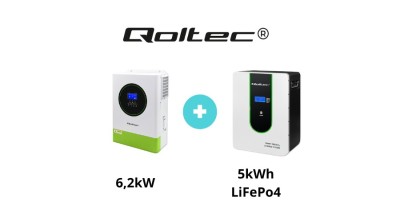 Inversor solar modular hibrid Qoltec Off-Grid 48V 6200W + pachet acumulator 5kWh LiFePo4 foto
