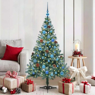 vidaXL Brad de Crăciun artificial cu 150 LED Verde 150 cm PVC și Oțel 3396708 foto