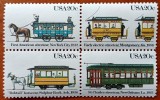 U.S.A-1983-''Evolutia transp. tramvaiului''-bloc de 4val''.- (Cat Scot=5$)-mnh-netampilat-Vezi-Scan