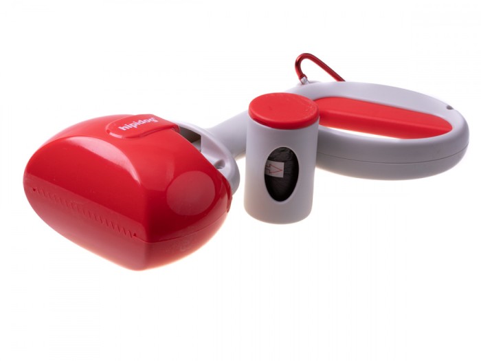 Lopatica automata cu dispenser saci pentru colectarea excrementelor animalelor de companie, Rosu