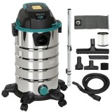 HOMCOM Aspirator 3 &icirc;n 1 de 1400W, Aspirator de Solide și Lichide și Suflător, Recipient de 18L din Oțel Inox, Filtru Triplu și Accesorii, pentru Casă,