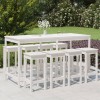 Set bar de gradina, 9 piese, alb, lemn masiv de pin GartenMobel Dekor, vidaXL