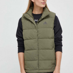 adidas vestă de puf femei, culoarea verde, de iarnă HY3938