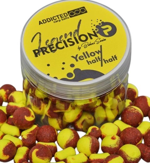 Boilies ADDICTED Carp Baits Precision Legend Half &amp; Half, Yellow, 15mm, 80g
