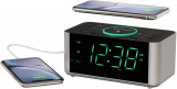 Radio cu ceas cu alarmă Erson și &icirc;ncărcător wireless QI pentru telefon cu Blueto
