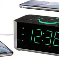 Radio cu ceas cu alarmă Erson și încărcător wireless QI pentru telefon cu Blueto
