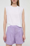 Cumpara ieftin Silvian Heach pantaloni scurti din in culoarea violet, neted, high waist