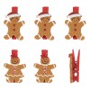 Set Clame Decorative Crăciun, Model Gingerbread și Om de Zăpadă, Roșu, 6 Bucăți, Lemn și Fetru, Oem