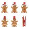 Set Clame Decorative Crăciun, Model Gingerbread și Om de Zăpadă, Roșu, 6 Bucăți, Lemn și Fetru