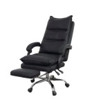 Scaun directorial AB041, piele ecologica, robust, cadru cromat, spatar rabatabil, suport picioare,120 kg, negru